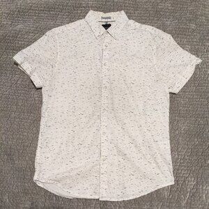 Denim & Flower men's Small white pattern slim fit short-sleeve button-up shirt